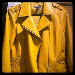 INC Faux-leather Moto-Jacket in Deep Yellow